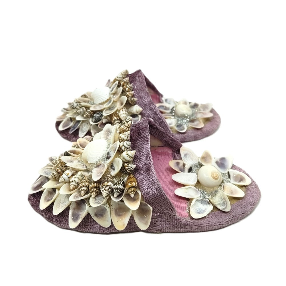 Shellwork slippers | Marilyn Russell | lilac