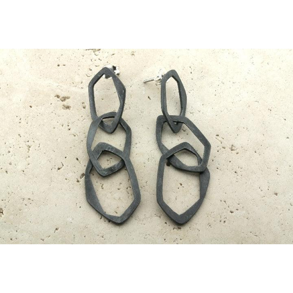 Earrings | Oxidized sterling silver | drop link