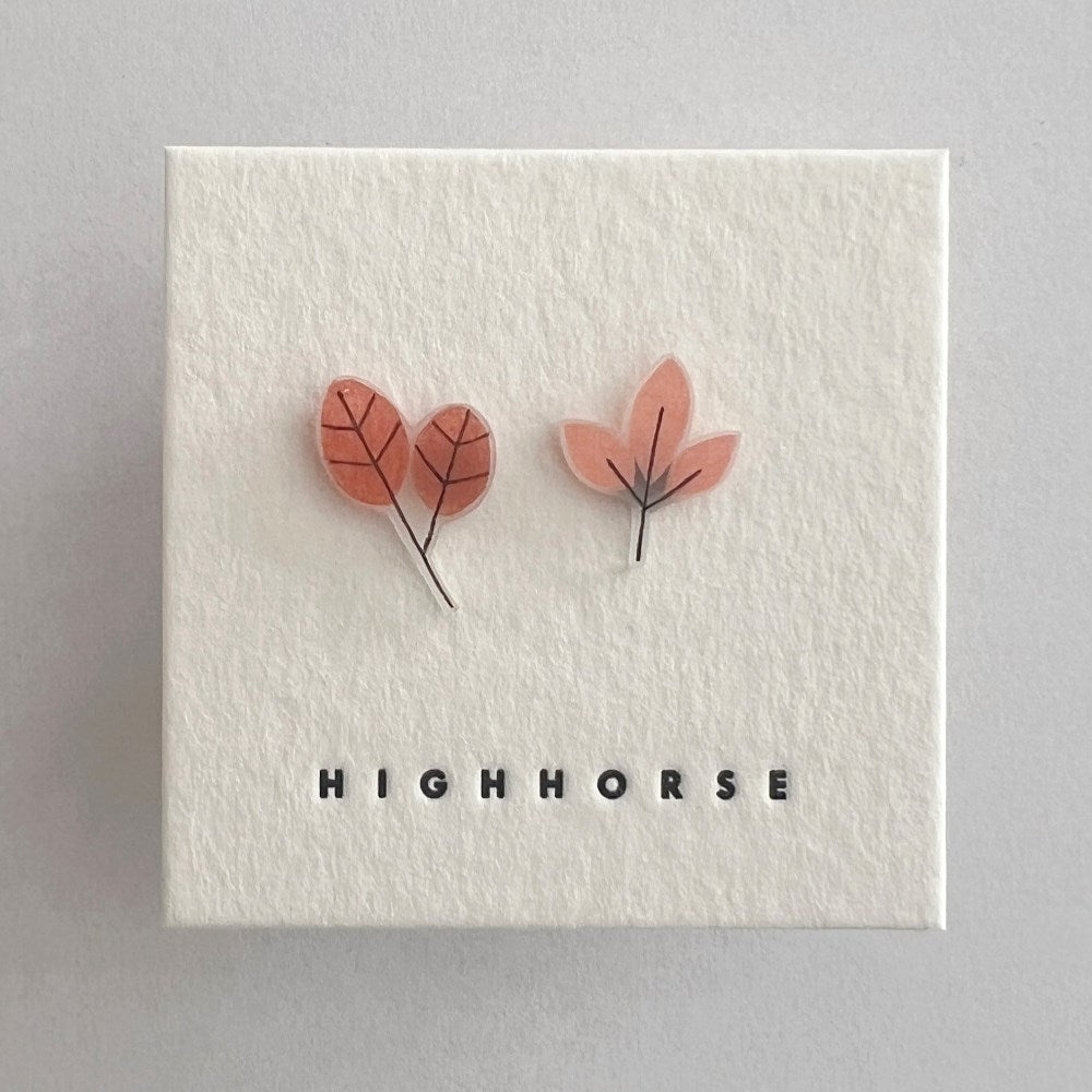 Earrings | Botanica pink sprig studs | Highhorse