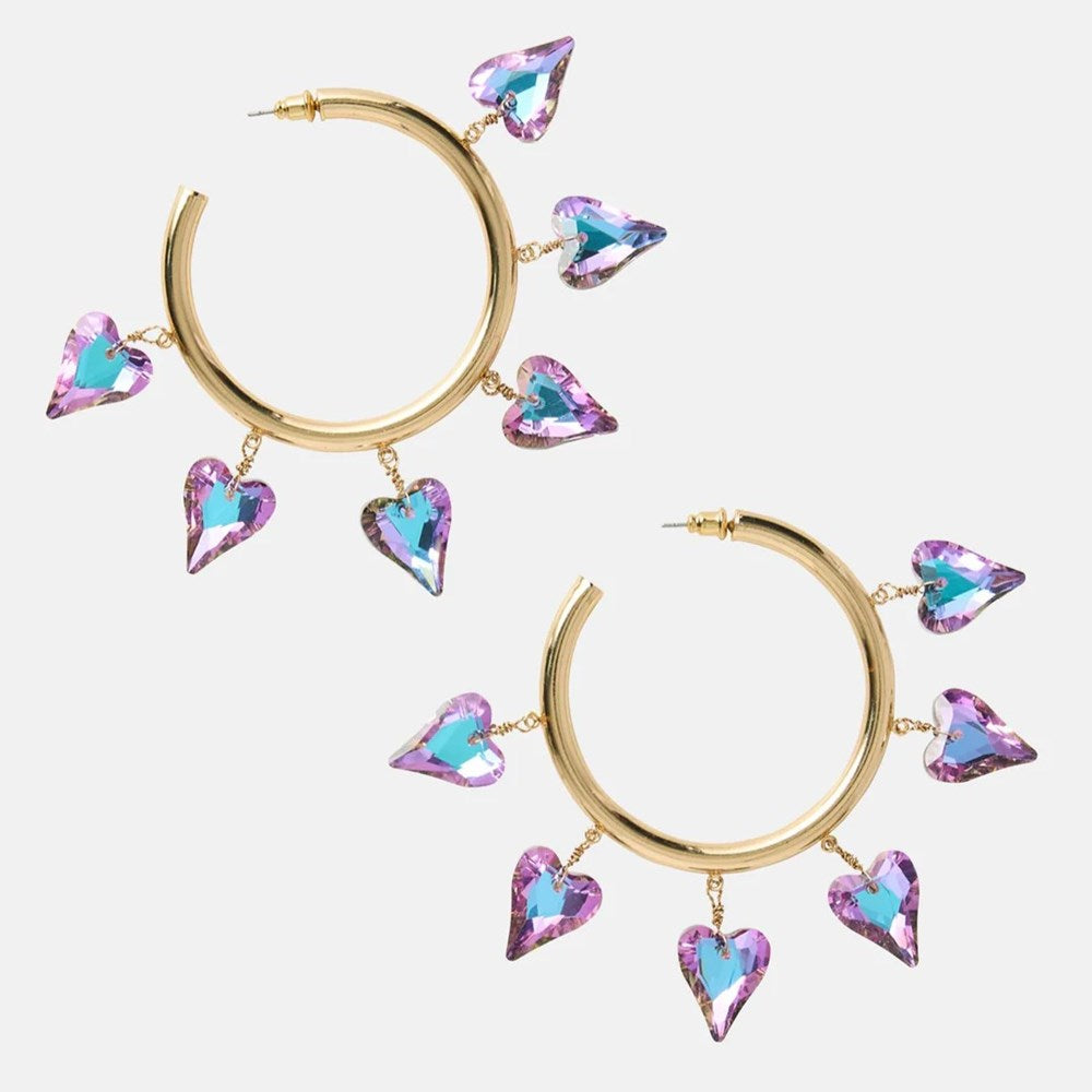 Earrings | Pink Heart Hoop | Romance Was Born