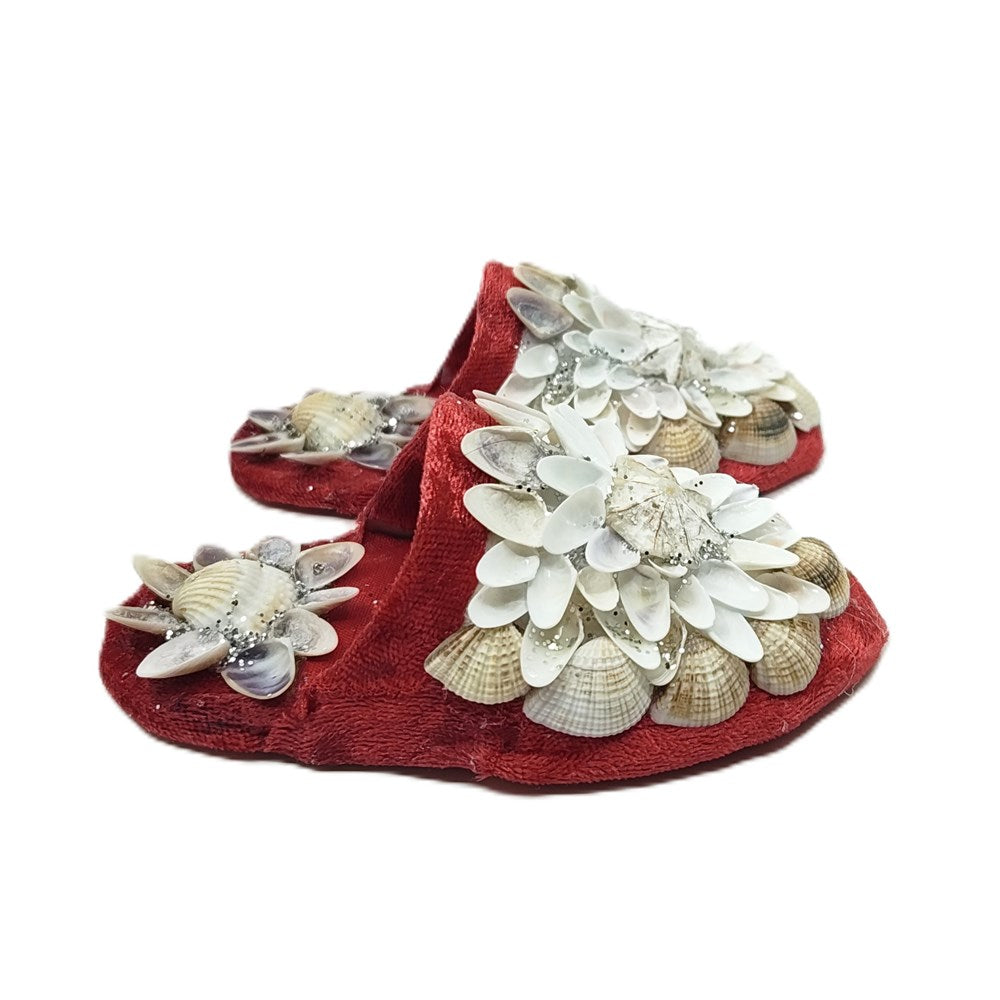 Shellwork slippers | Marilyn Russell | red