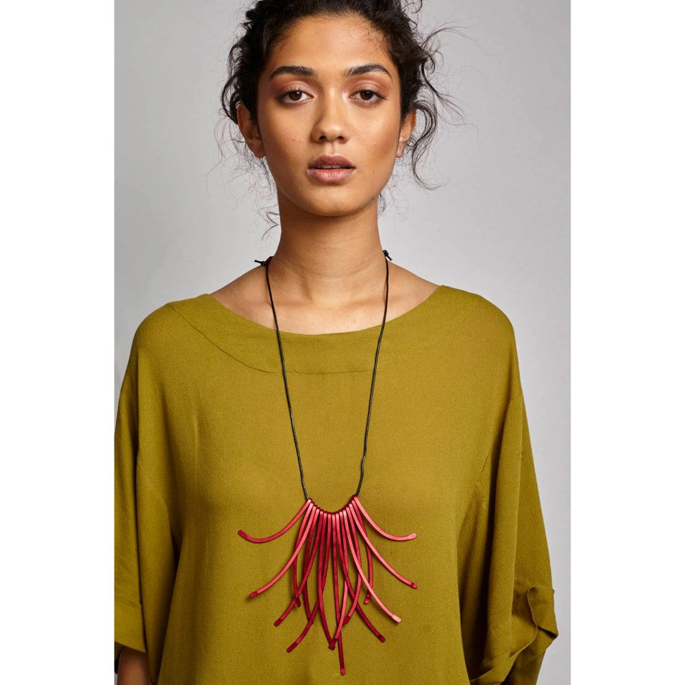 Necklace | Sculptural Straws | Red