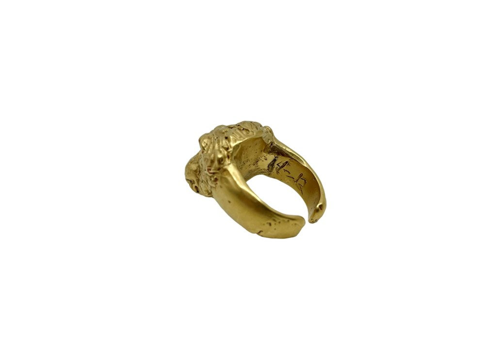 Ring | Gold Matte | Chimpanzee Head Large | Made by Lisa Roet