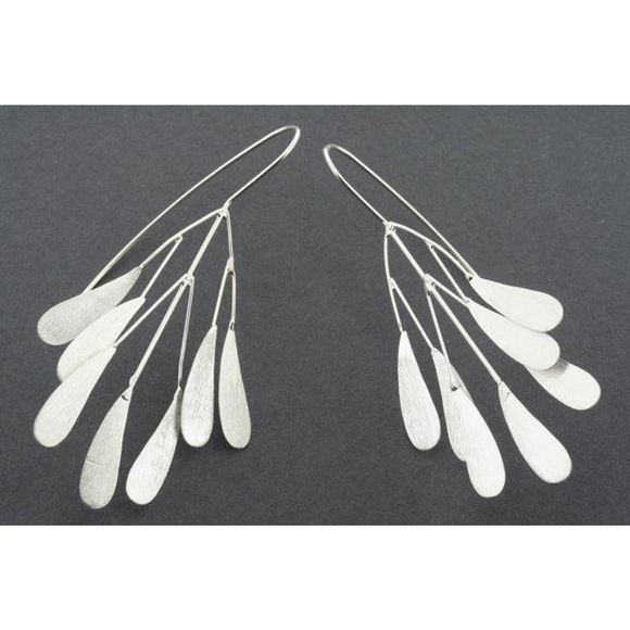 Earrings | Sterling silver | 7 leaf branch