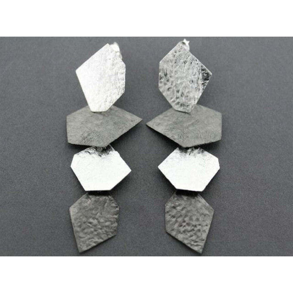 Earrings | Four Shards | Silver - Oxidised