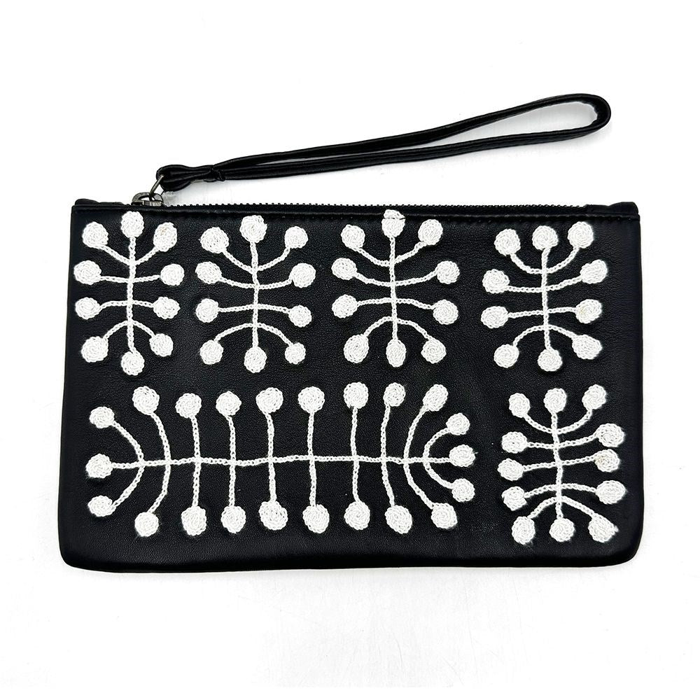 Clutch Bag | Leather | Mitjili Napurrula | black on white