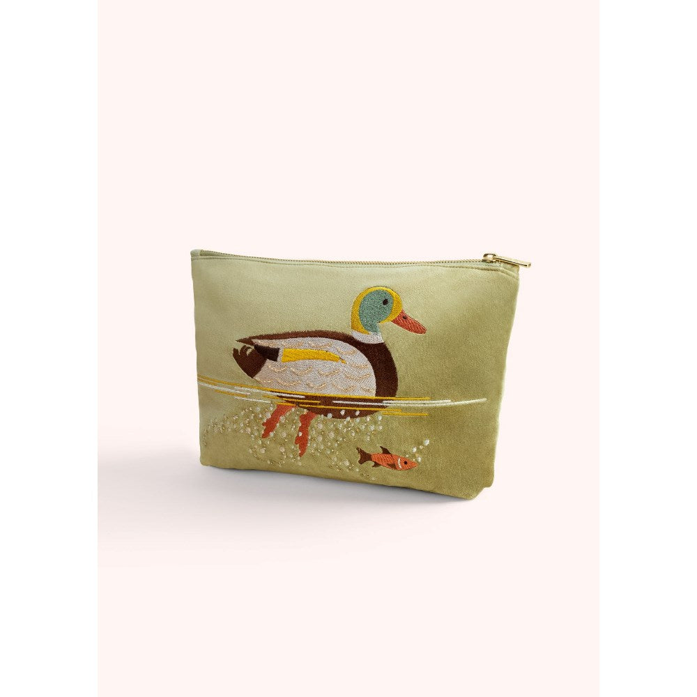 Pouch | Velvet Embroidered | Large | Duck