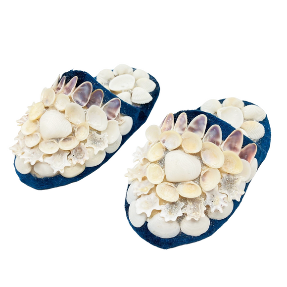 Shellwork slippers | Marilyn Russell | dark blue