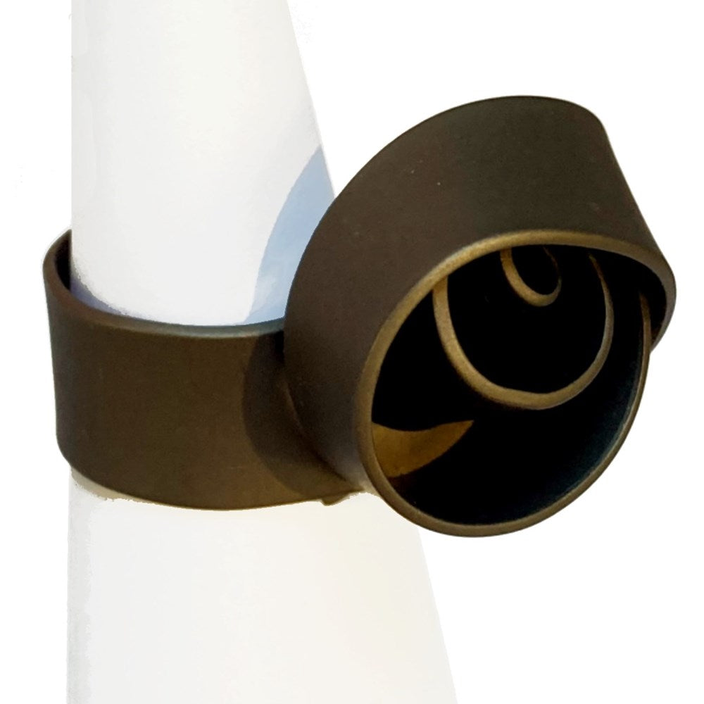 Ring | Thick knot | aluminium | black, brown & silver