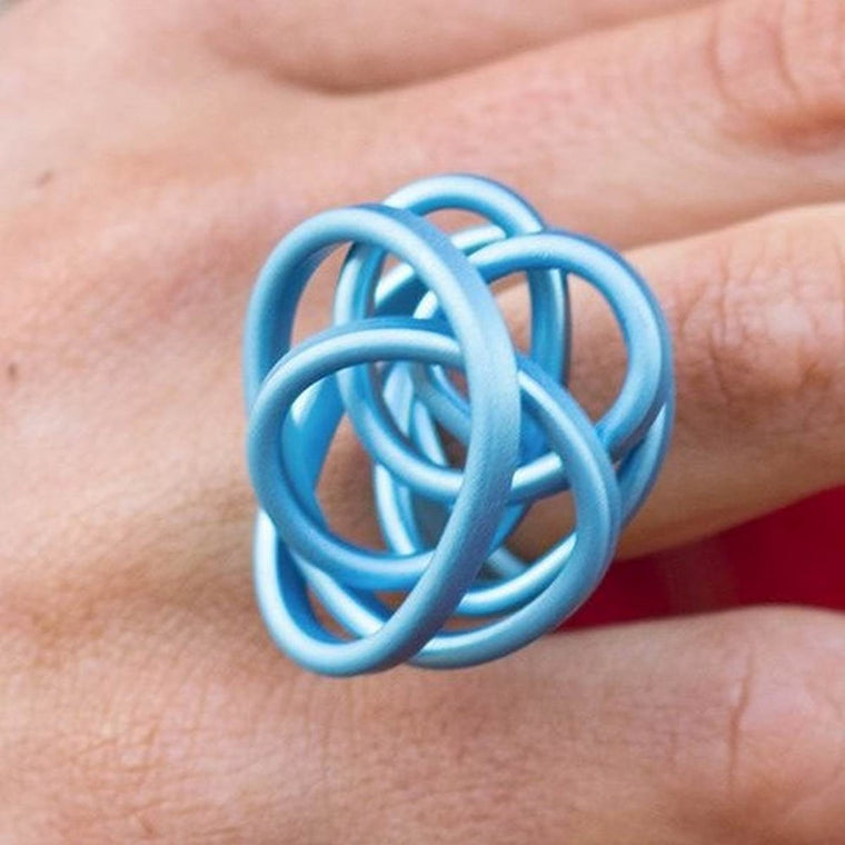 Ring | Fine knot | aluminium | light blue