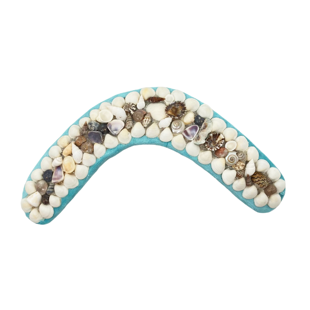 Shellwork boomerang | Marilyn Russell | light blue
