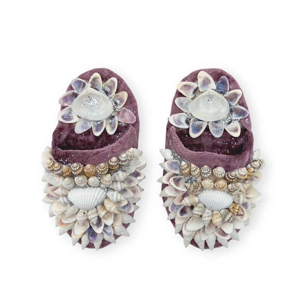 Shellwork slippers | Marilyn Russell | lilac