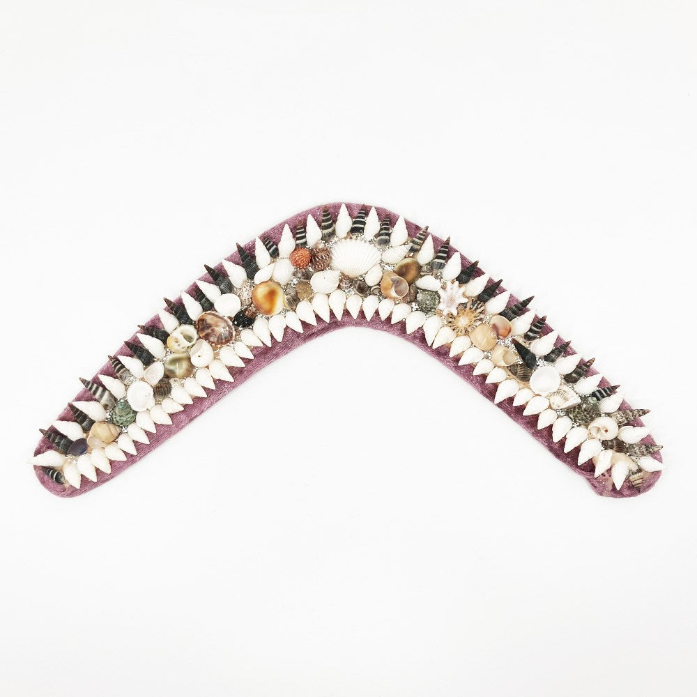Shellwork boomerang | Marilyn Russell | lilac