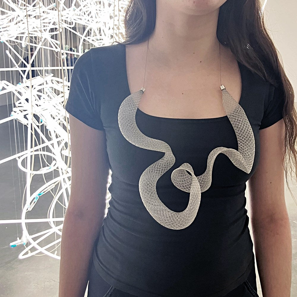 Necklace | Sculptural ribbon | clear mesh | Sophia Emmett