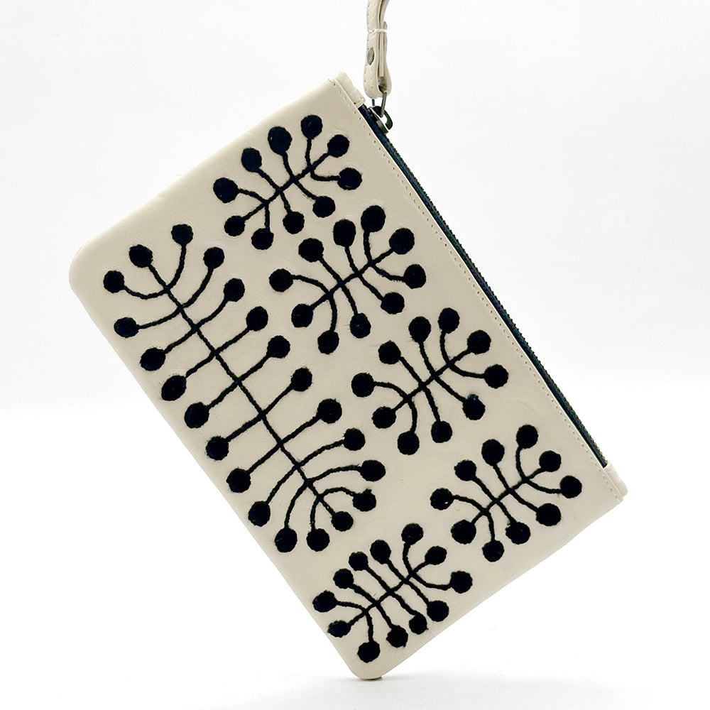 Clutch Bag | Leather | Mitjili Napurrula | black on white