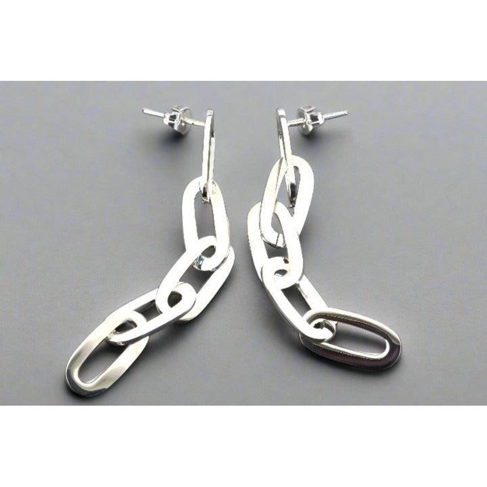 Earrings | Oval link chain | Silver
