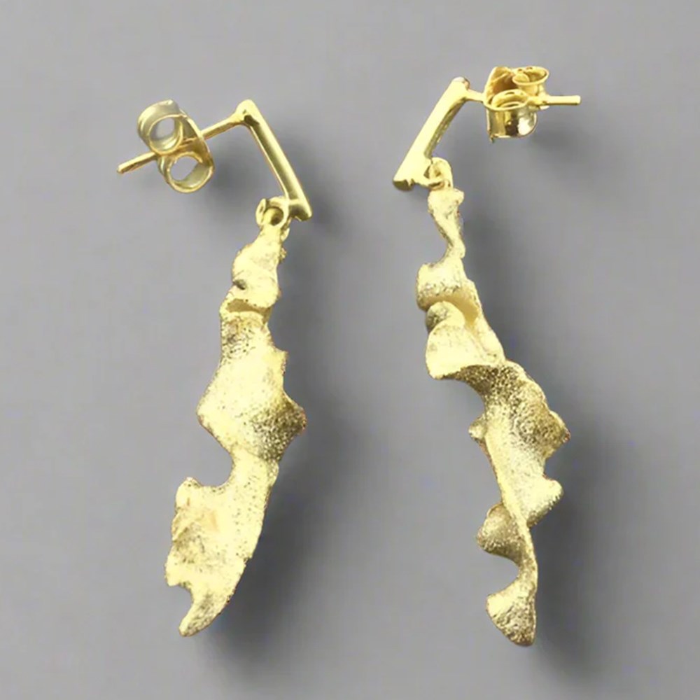 Earrings | Torn spiral drop | Gold