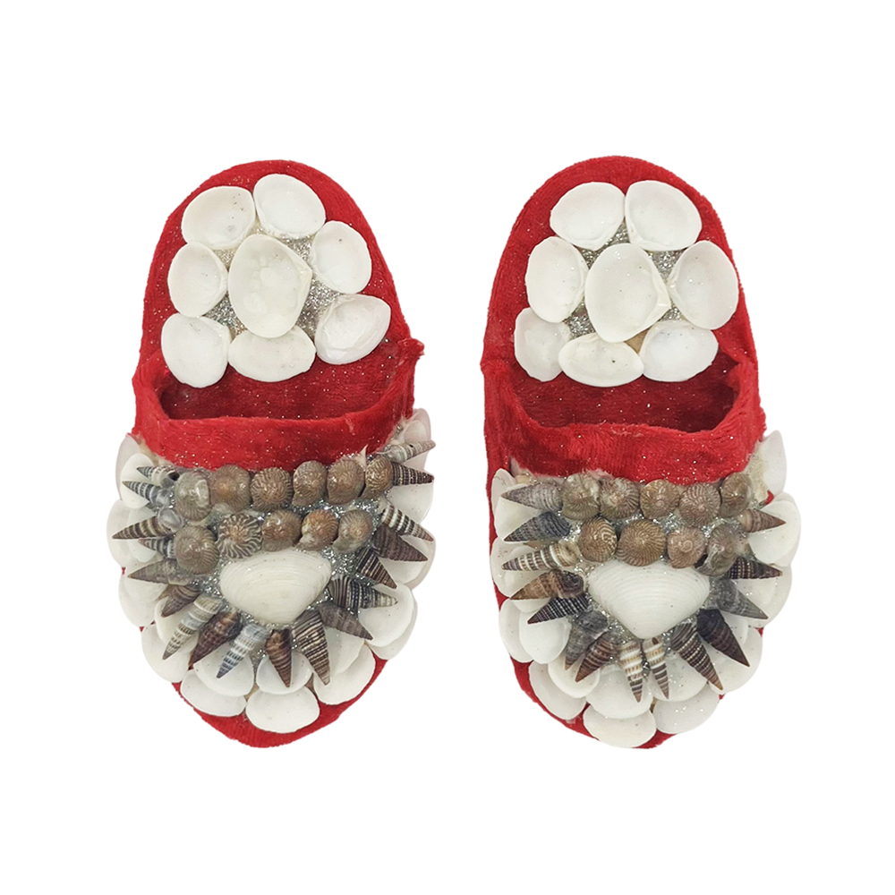 Shellwork slippers | Marilyn Russell | red