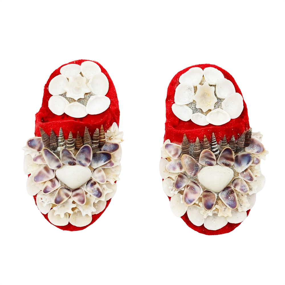 Shellwork slippers | Marilyn Russell | red