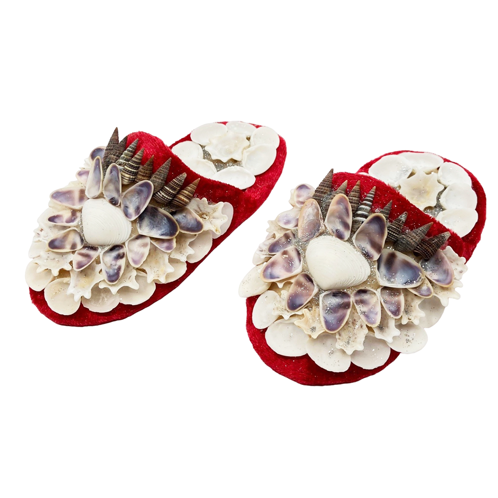 Shellwork slippers | Marilyn Russell | red