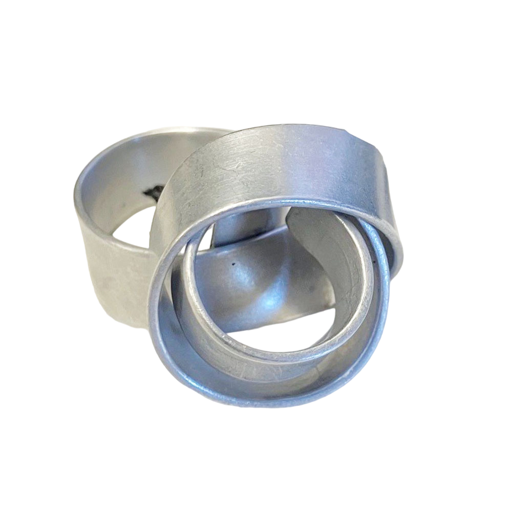 Ring | Thick knot | aluminium | black, brown & silver