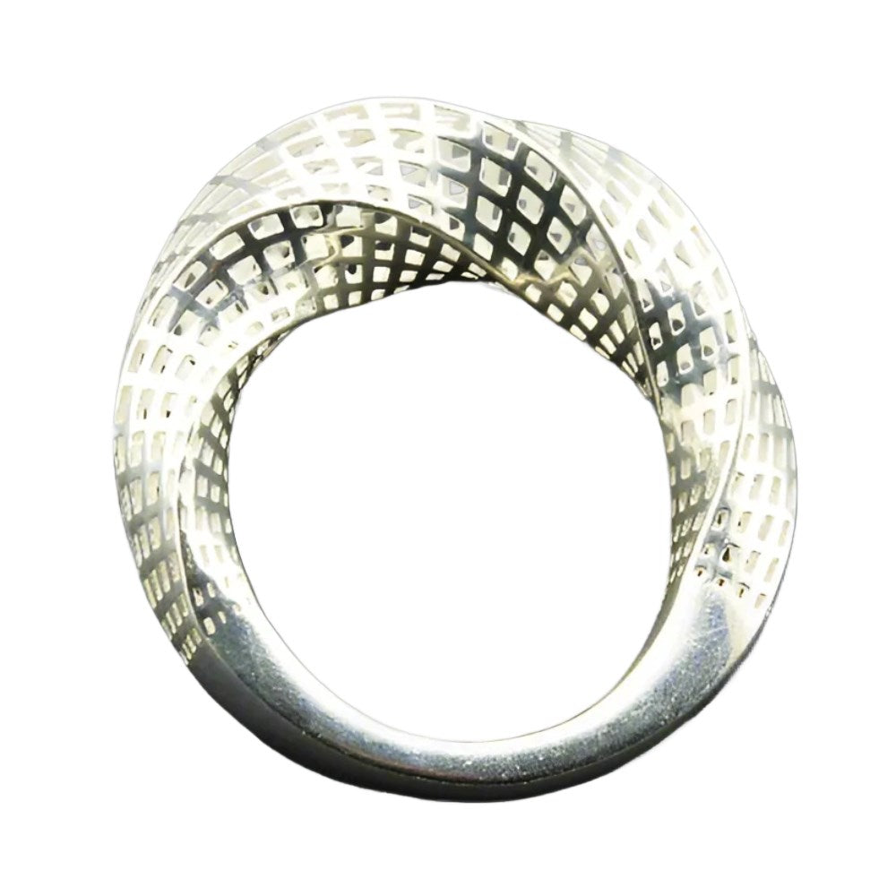 Ring | Woven & twisted band | Silver