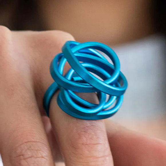 Ring | Fine knot | aluminium | light blue