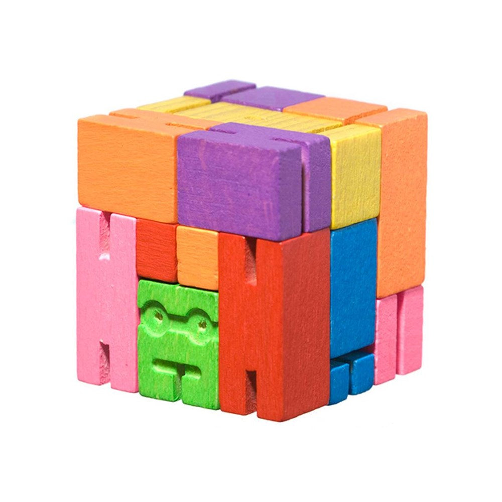 Cubebot | Wooden robot toy | micro | multicoloured