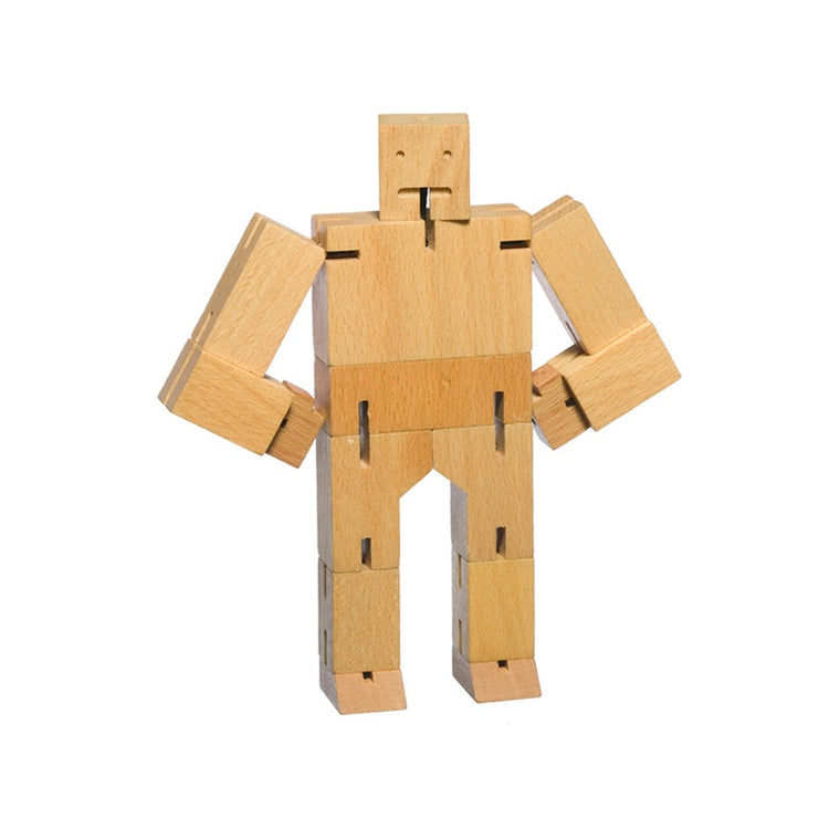 Cubebot | Wooden robot toy | micro | natural