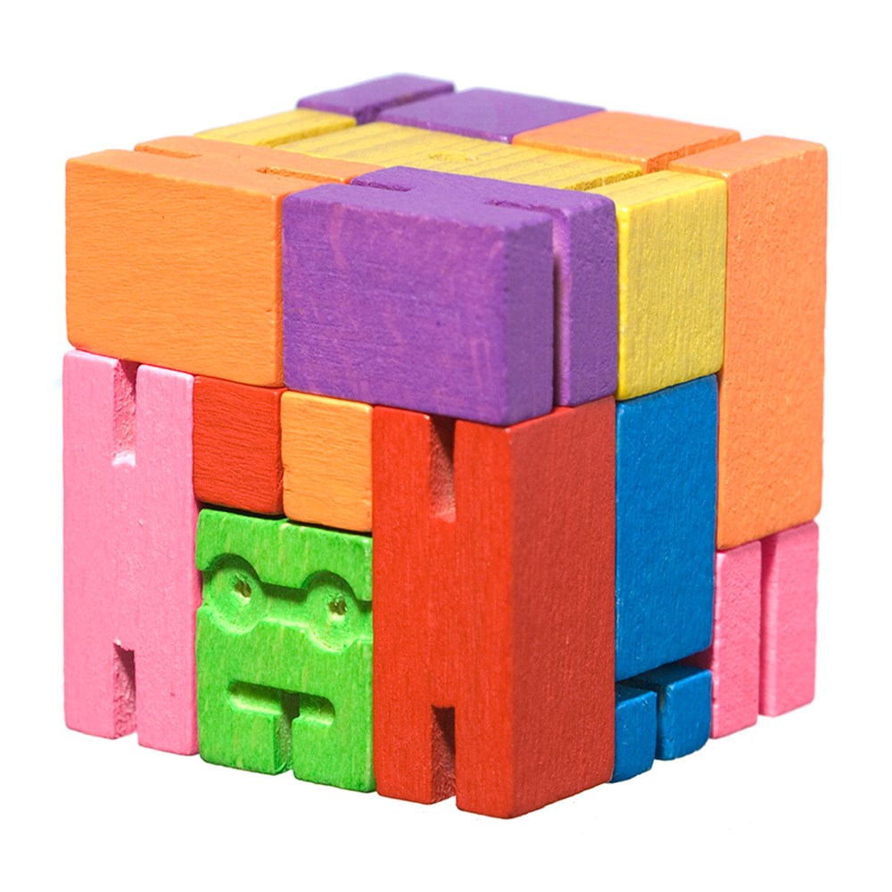 Cubebot | Wooden robot toy | small | multicoloured
