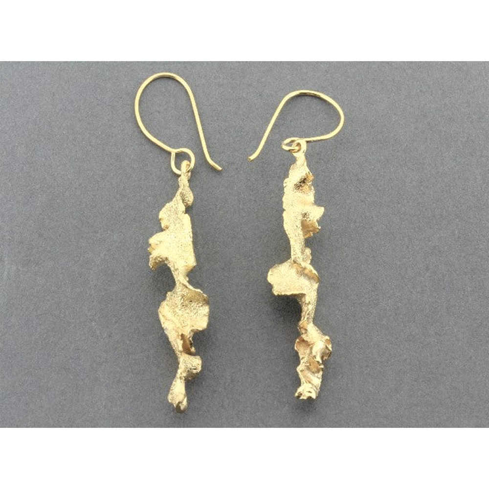Earrings | Gold plated sterling silver | Torn spiral drop