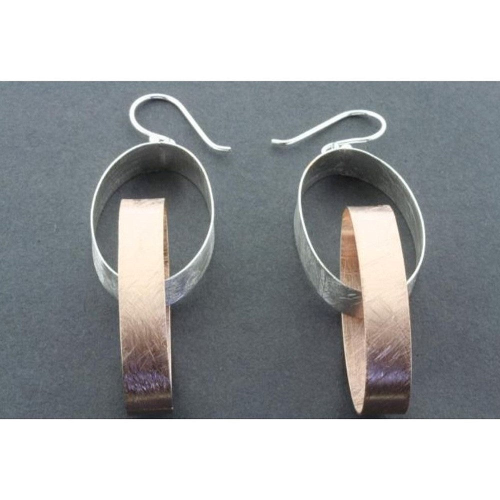 Earrings | Sterling Silver & Rose Gold | Double Oval Ribbon
