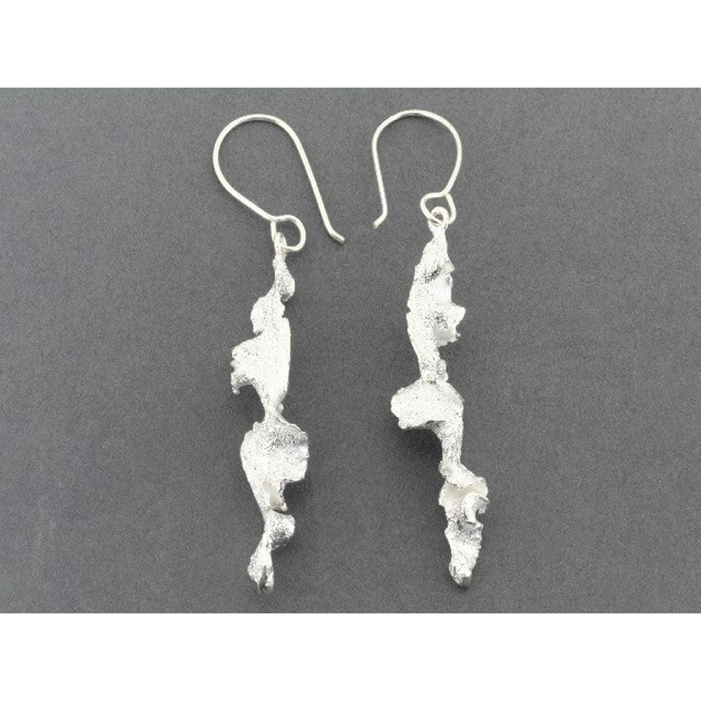 Earrings | Sterling silver | Torn spiral drop