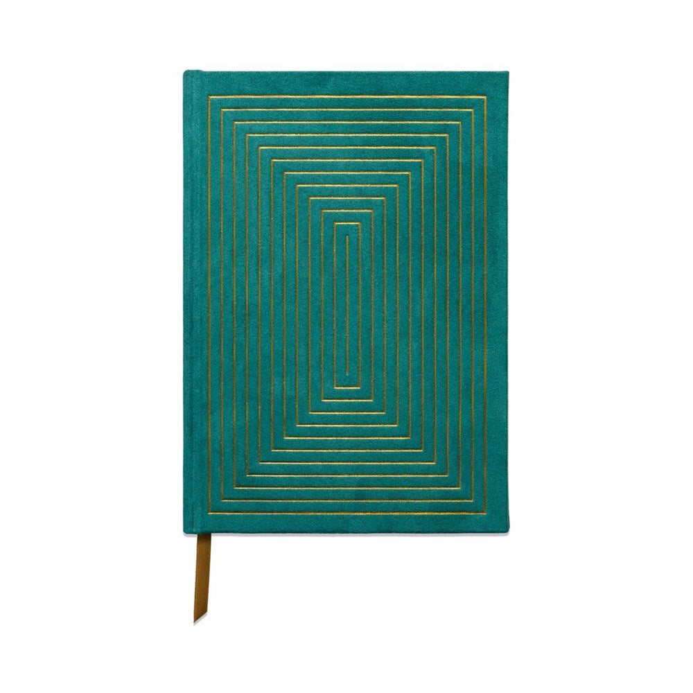 Hard cover journal | Linear boxes | green suede