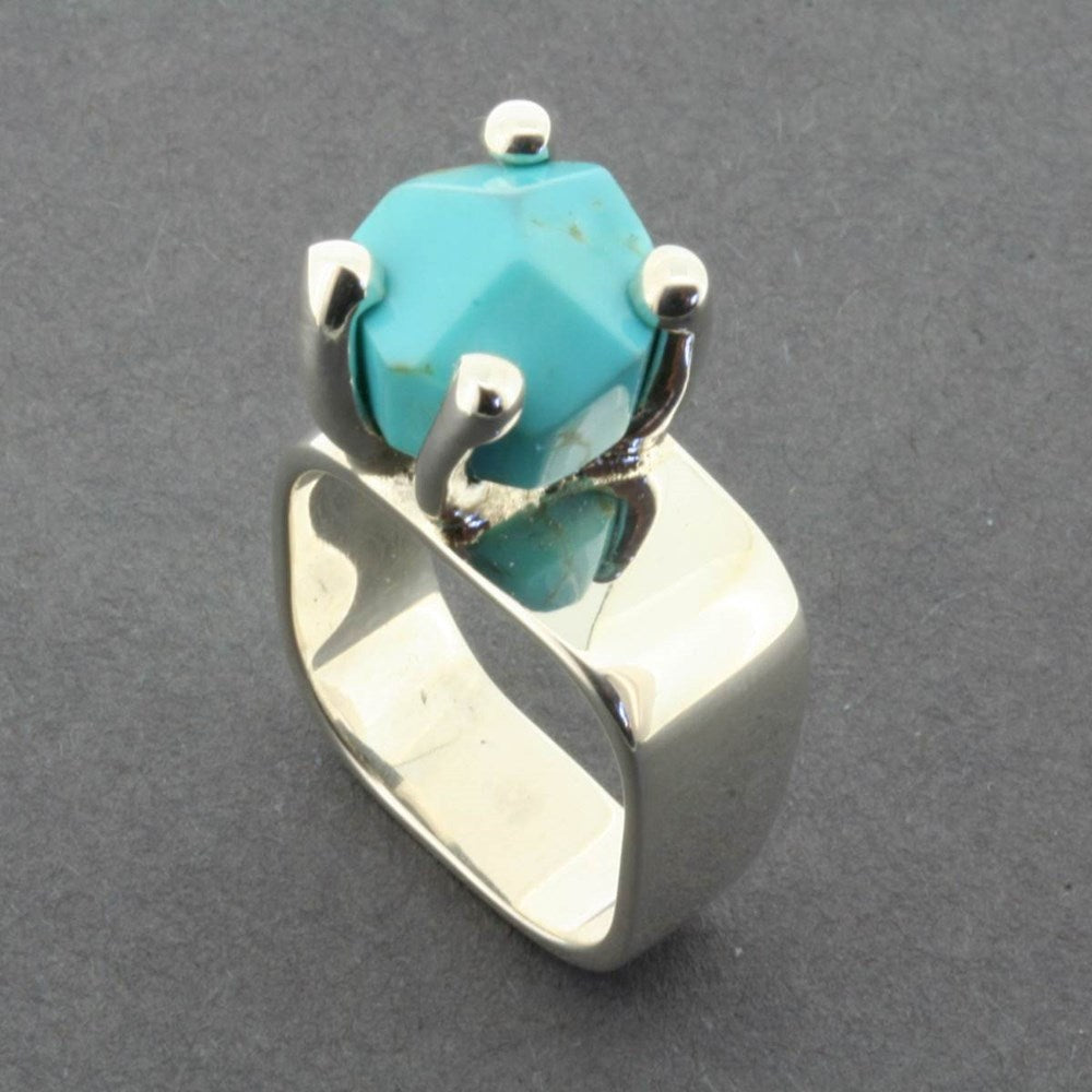 Ring | Sterling Silver & Turquoise | Square Claw