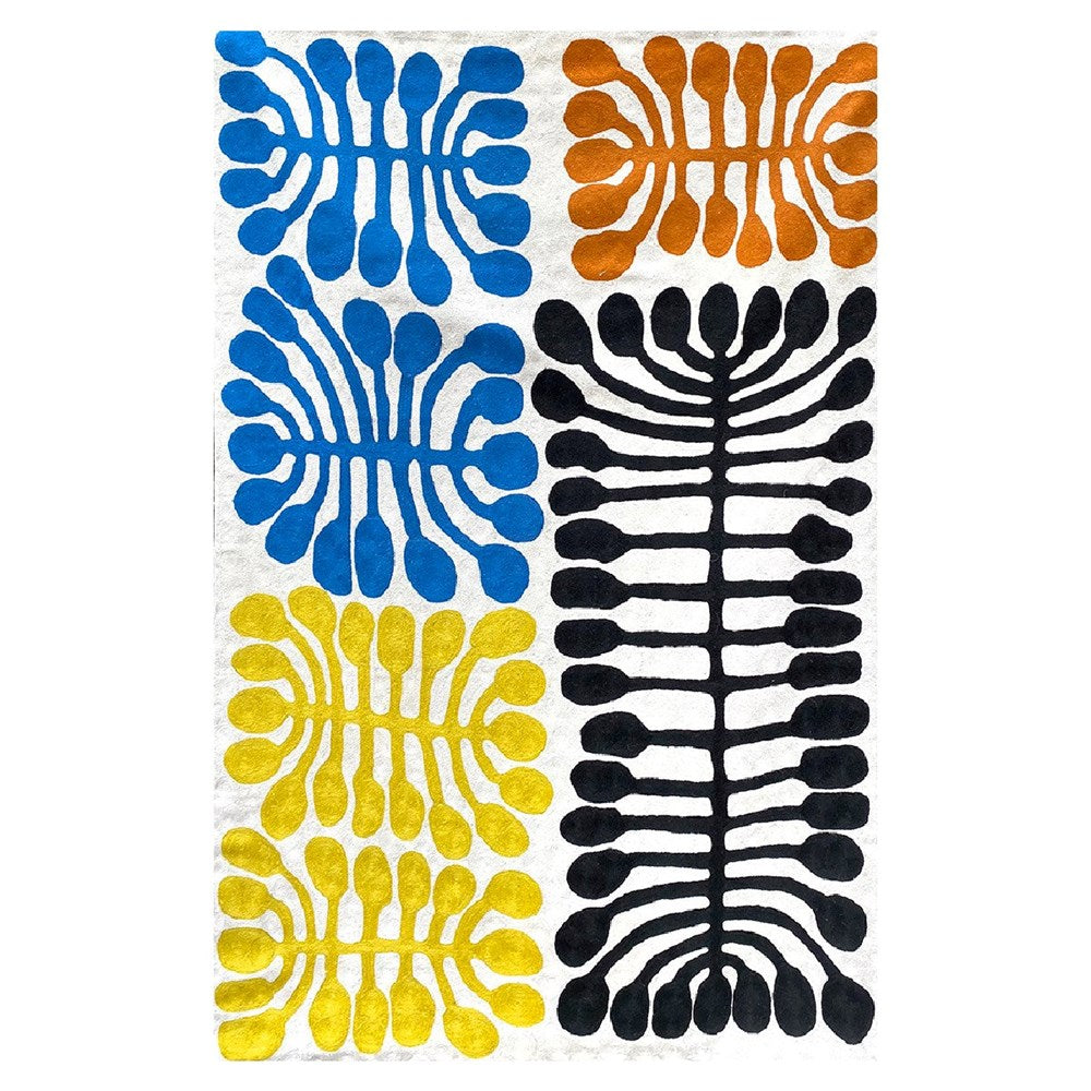 Wool Rug | Mitjili Napurrula | Watiya Tjuta Tree | Blue, Yellow, Brown and Black | 1.2 x 1.8m