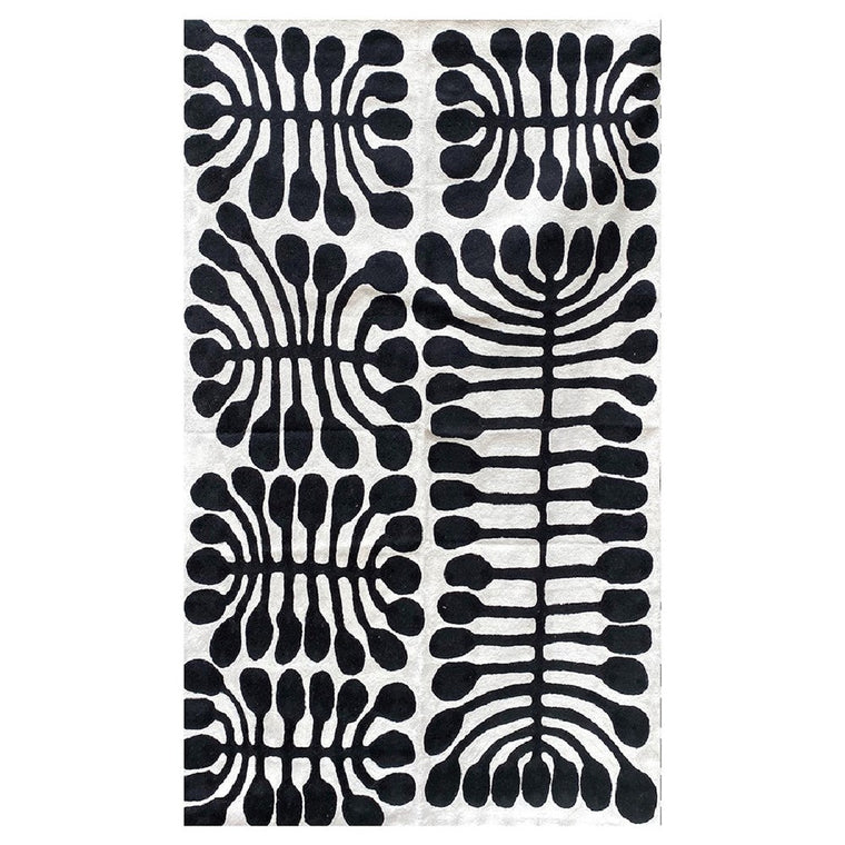 Wool Rug | Mitjili Napurrula | Watiya Tjuta Tree | White and Black | 1.2 x 1.8m