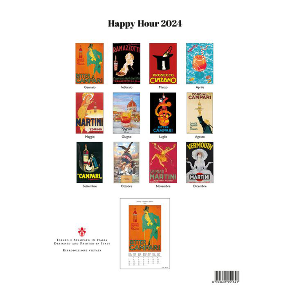 2024 wall calendar | happy hour | medium