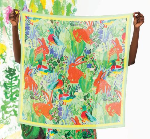 Silk scarf | rabbit | Tara Whalley