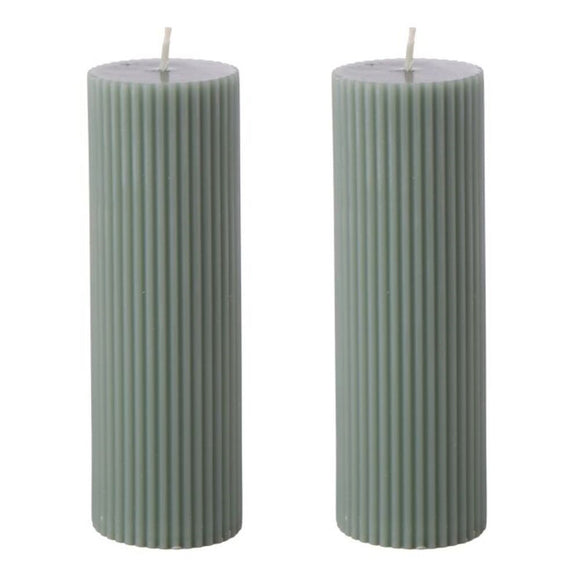 Pillar candle set | ribbed | 15cm | pineapple coconut | set of 2