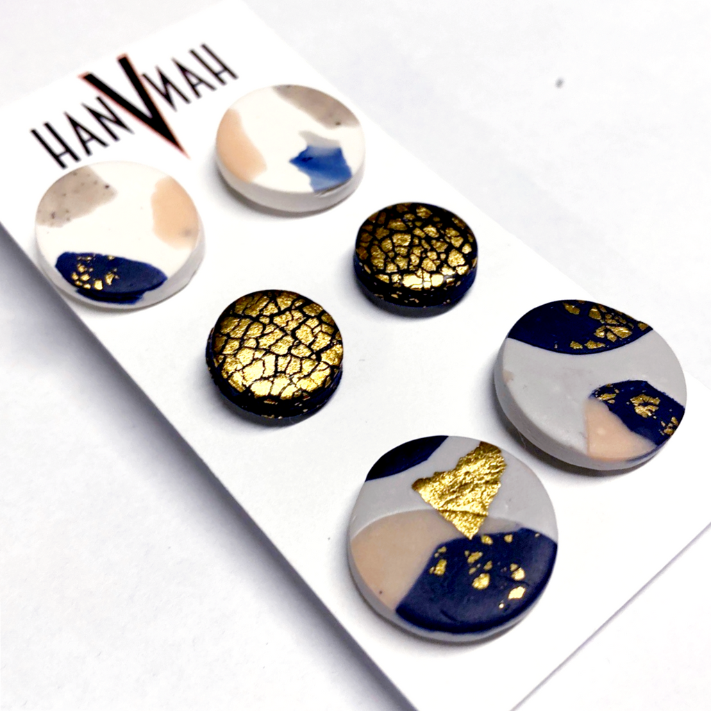 Earrings | Clay studs | Assorted 3 pack