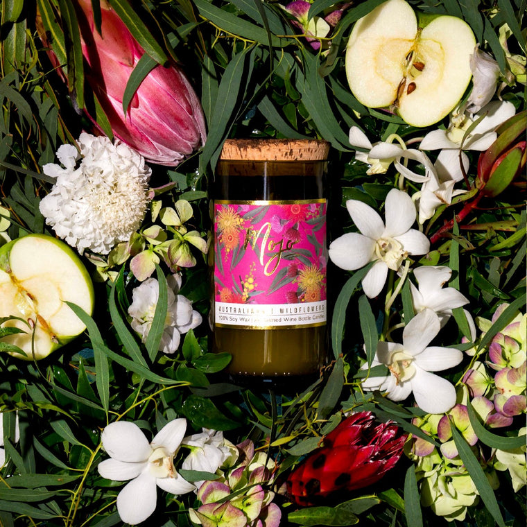 Candle | Wildflower | Australiana collection | Reclaimed wine bottle