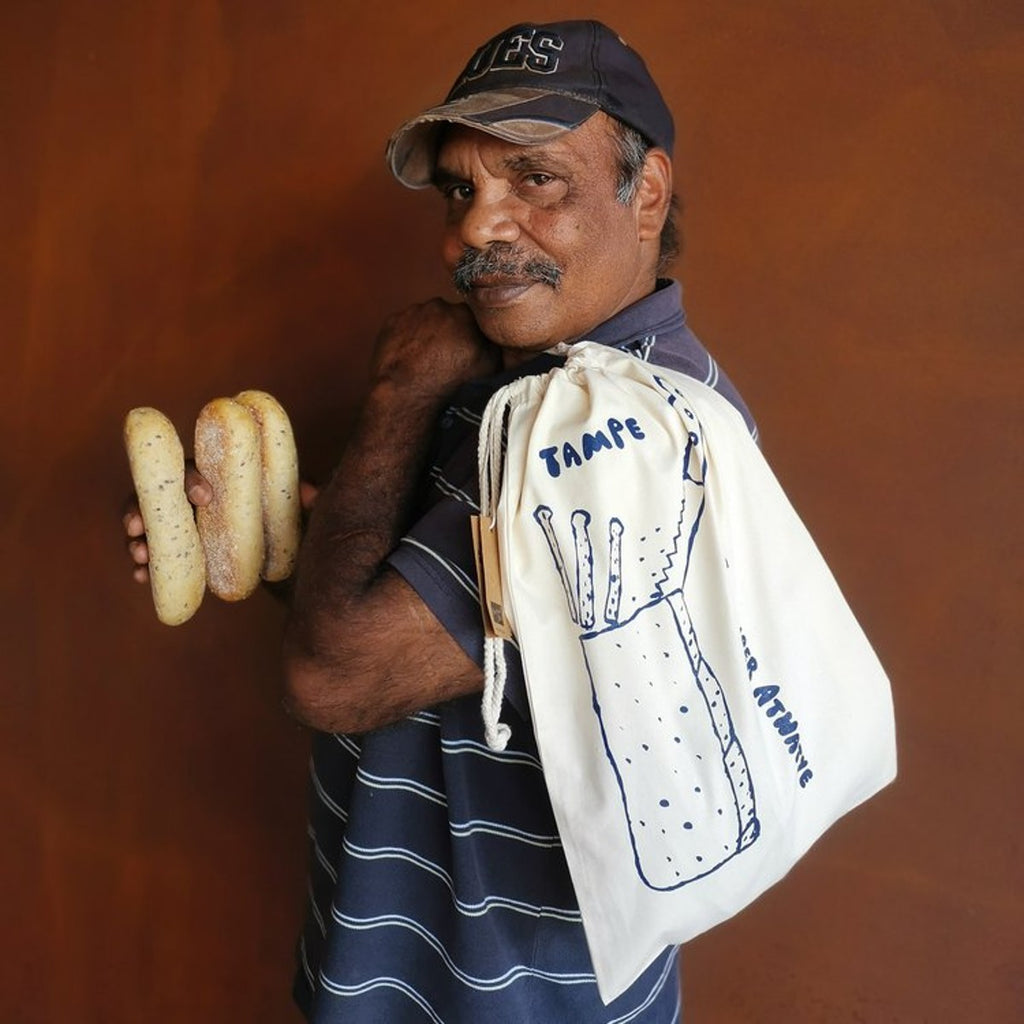 Bread bag | Tampe | Navy on Organic Cotton | Tangentyere Artists