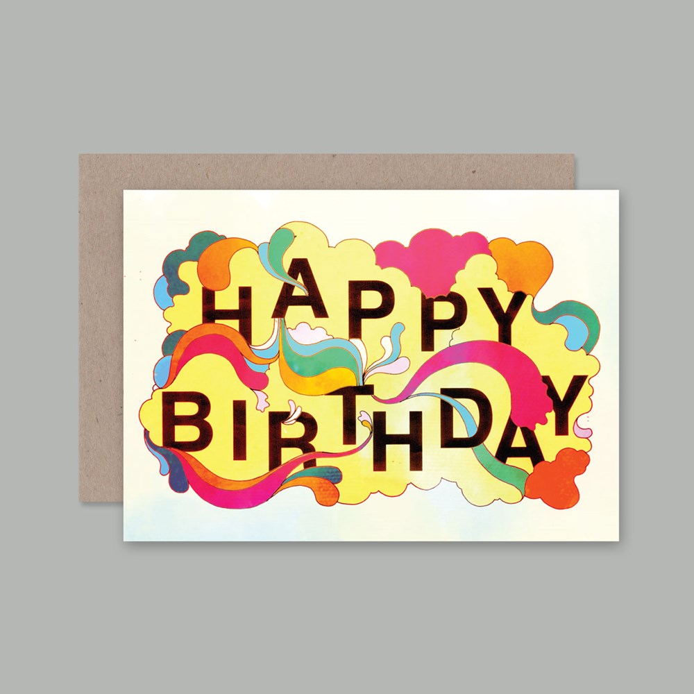 Greeting card | Happy Birthday rainbow and clouds | Birthday