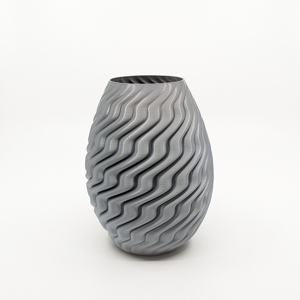 Vase | Wave | The Daily Rabbit | silver silk | medium