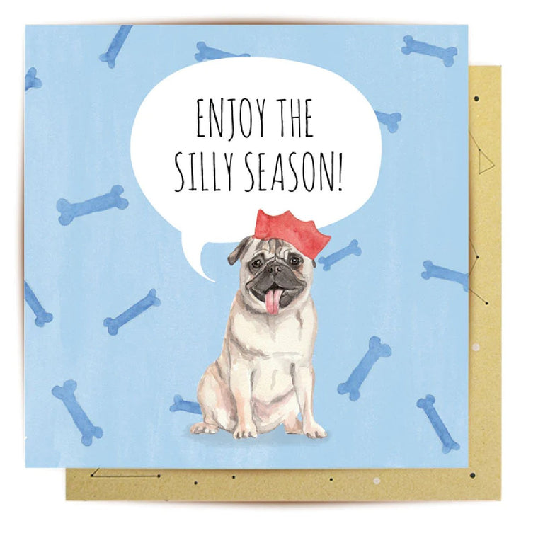 Greeting card | Silly season pug | Christmas
