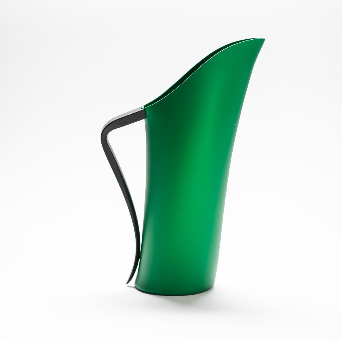 A finely designed sculptural green jug made of anodised aluminium.