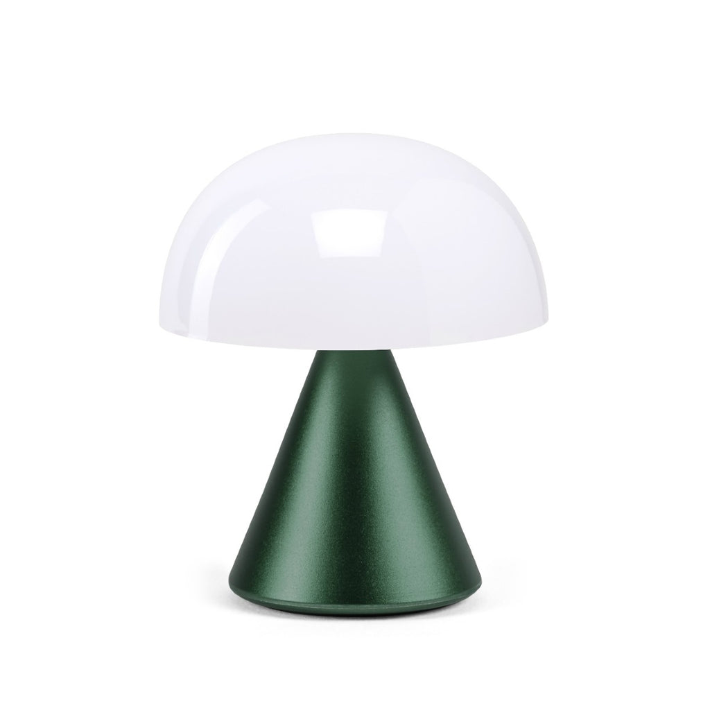 White dome light with a conical green base.