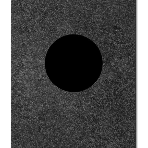 Image featuring a book cover with a black circle in the center with a grey pencil texture surrounding it