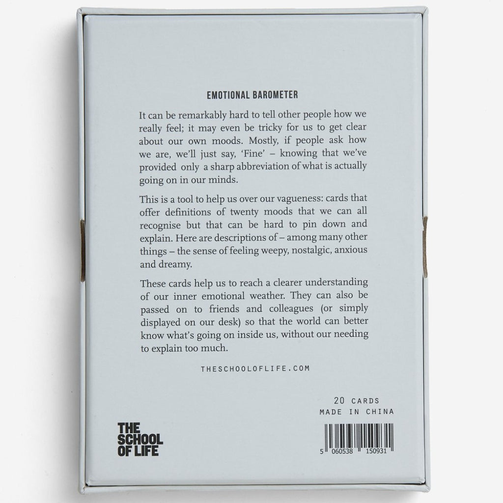 The back of the grey packaging is the blurb of 'Emotional barometer'. 